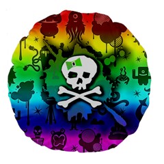 Kawaii Rainbow Skull Large 18  Premium Flano Round Cushion  from ArtsNow.com Front