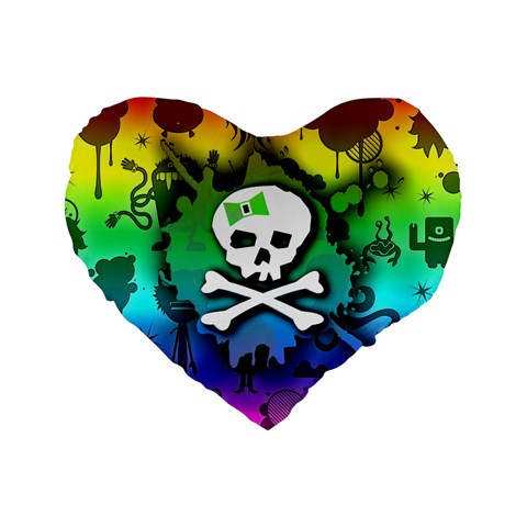 Kawaii Rainbow Skull Standard 16  Premium Flano Heart Shape Cushion  from ArtsNow.com Front