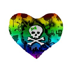 Kawaii Rainbow Skull Standard 16  Premium Flano Heart Shape Cushion  from ArtsNow.com Front