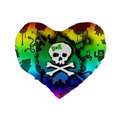 Kawaii Rainbow Skull Standard 16  Premium Flano Heart Shape Cushion  from ArtsNow.com Back