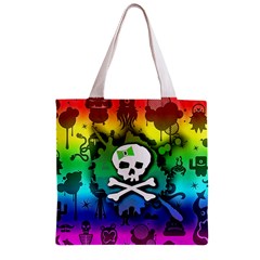 Kawaii Rainbow Skull Zipper Grocery Tote Bag from ArtsNow.com Front