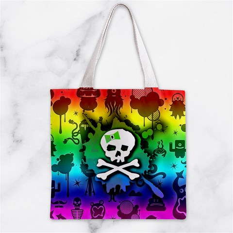 Kawaii Rainbow Skull Zipper Grocery Tote Bag from ArtsNow.com Back