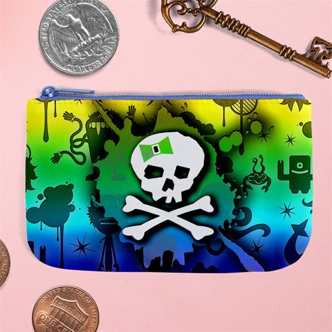 Kawaii Rainbow Skull Large Coin Purse from ArtsNow.com Front