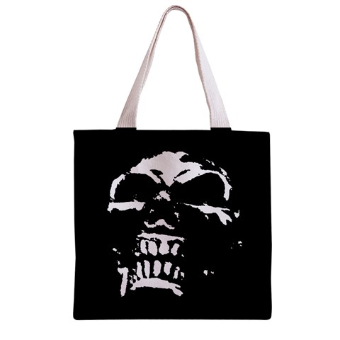 Morbid Skull Zipper Grocery Tote Bag from ArtsNow.com Back