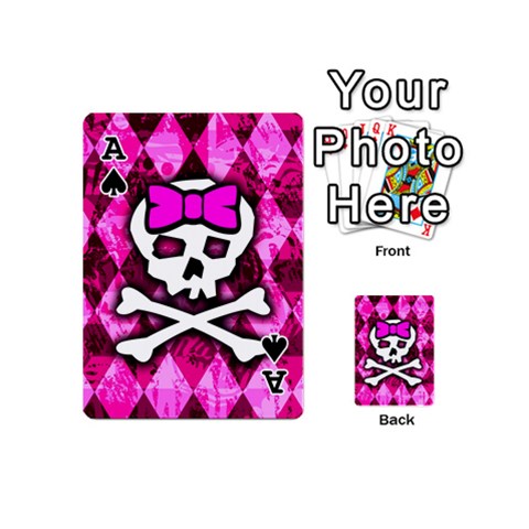 Ace Pink Bow Princess Playing Cards 54 Designs (Mini) from ArtsNow.com Front - SpadeA