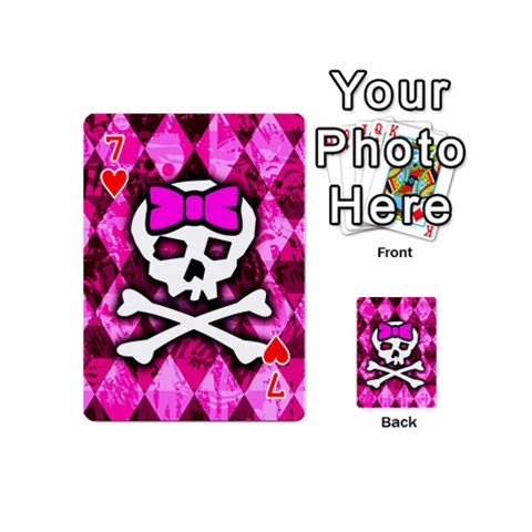 Pink Bow Princess Playing Cards 54 Designs (Mini) from ArtsNow.com Front - Heart7