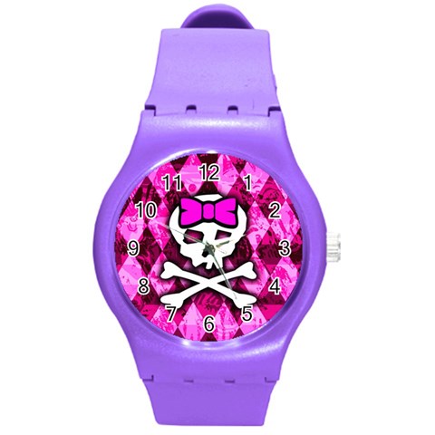 Pink Bow Princess Round Plastic Sport Watch (M) from ArtsNow.com Front