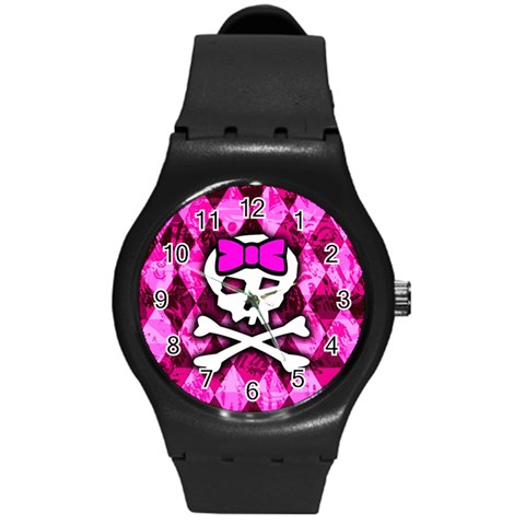 Pink Bow Princess Round Plastic Sport Watch (M) from ArtsNow.com Front