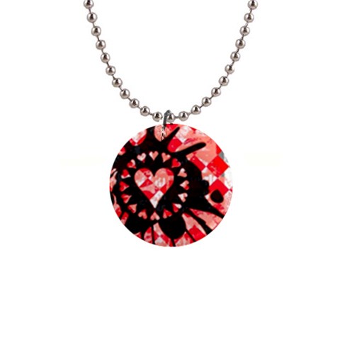 Love Heart Splatter 1  Button Necklace from ArtsNow.com Front