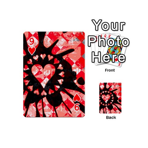 Love Heart Splatter Playing Cards 54 Designs (Mini) from ArtsNow.com Front - Heart9