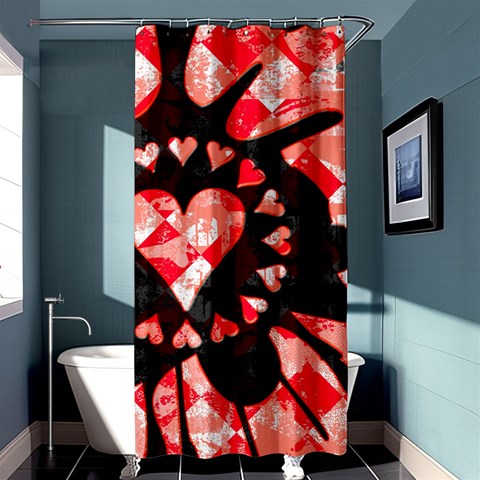 Love Heart Splatter Shower Curtain 36  x 72  (Stall) from ArtsNow.com Curtain(36 X72 ) - 33.26 x66.24  Curtain(36 X72 )