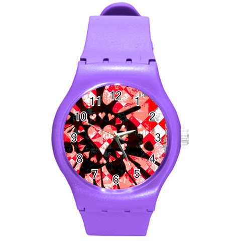 Love Heart Splatter Round Plastic Sport Watch (M) from ArtsNow.com Front