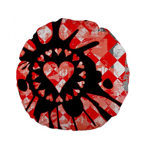 Love Heart Splatter Standard 15  Premium Flano Round Cushion  from ArtsNow.com Back