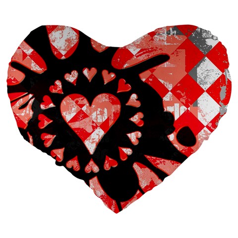 Love Heart Splatter Large 19  Premium Flano Heart Shape Cushion from ArtsNow.com Back