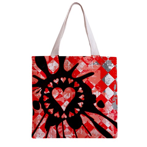 Love Heart Splatter Zipper Grocery Tote Bag from ArtsNow.com Front