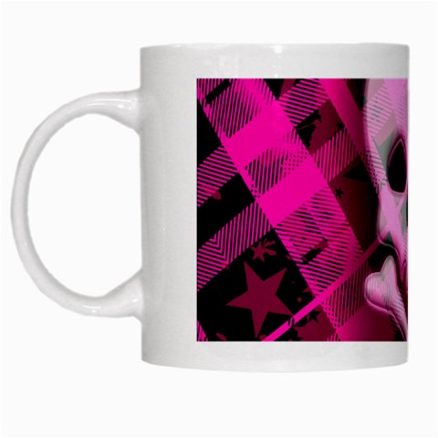 Pink Plaid Skull White Mug from ArtsNow.com Left