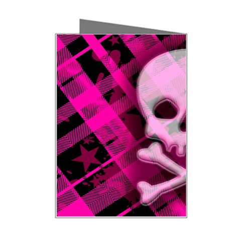 Pink Plaid Skull Mini Greeting Card from ArtsNow.com Right