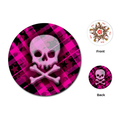 Pink Plaid Skull Playing Cards Single Design (Round) from ArtsNow.com Front