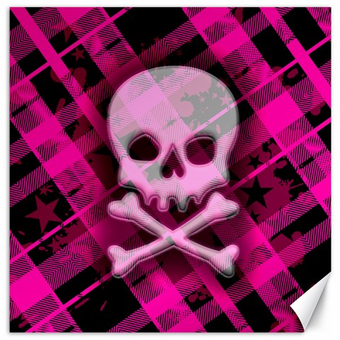 Pink Plaid Skull Canvas 12  x 12  from ArtsNow.com 11.4 x11.56  Canvas - 1