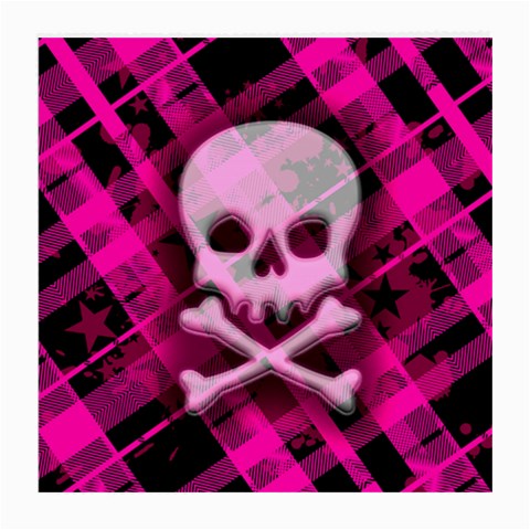 Pink Plaid Skull Medium Glasses Cloth from ArtsNow.com Front