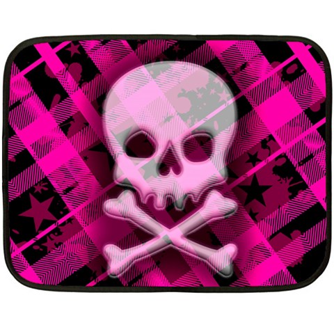 Pink Plaid Skull Double Sided Fleece Blanket (Mini) from ArtsNow.com 35 x27  Blanket Front