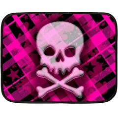 Pink Plaid Skull Double Sided Fleece Blanket (Mini) from ArtsNow.com 35 x27  Blanket Back