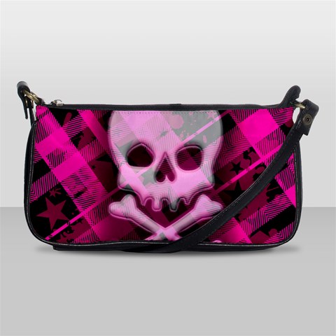 Pink Plaid Skull Shoulder Clutch Bag from ArtsNow.com Front