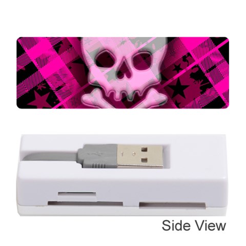 Pink Plaid Skull Memory Card Reader (Stick) from ArtsNow.com Front