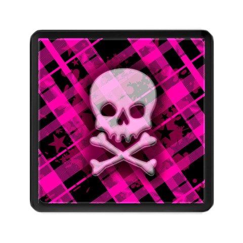 Pink Plaid Skull Memory Card Reader (Square) from ArtsNow.com Front