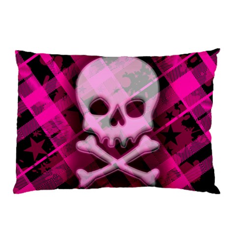 Pink Plaid Skull Pillow Case (Two Sides) from ArtsNow.com Front