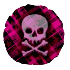 Pink Plaid Skull Large 18  Premium Round Cushion  from ArtsNow.com Back