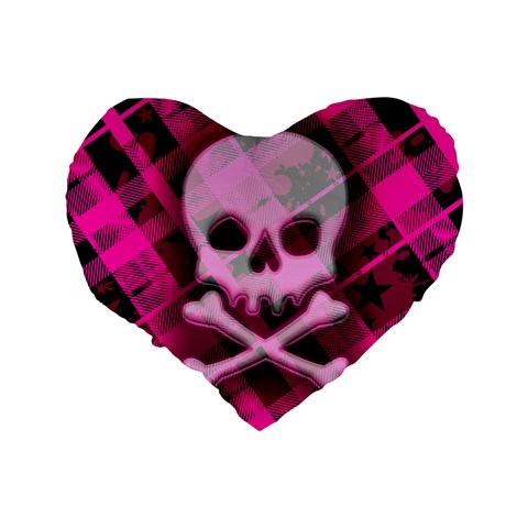 Pink Plaid Skull Standard 16  Premium Heart Shape Cushion  from ArtsNow.com Back