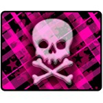 Pink Plaid Skull Double Sided Fleece Blanket (Medium)