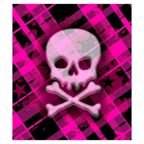 Pink Plaid Skull Drawstring Pouch (Small) from ArtsNow.com Front