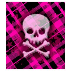 Pink Plaid Skull Drawstring Pouch (Small) from ArtsNow.com Front