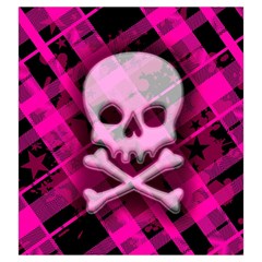 Pink Plaid Skull Drawstring Pouch (Large) from ArtsNow.com Front