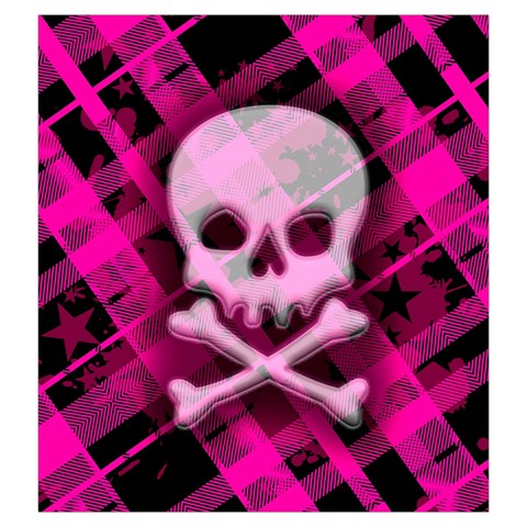 Pink Plaid Skull Drawstring Pouch (Large) from ArtsNow.com Back