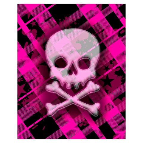 Pink Plaid Skull Drawstring Pouch (XL) from ArtsNow.com Front