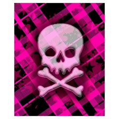 Pink Plaid Skull Drawstring Pouch (XL) from ArtsNow.com Front