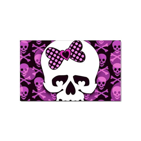 Pink Polka Dot Bow Skull Sticker (Rectangular) from ArtsNow.com Front