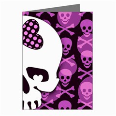 Pink Polka Dot Bow Skull Greeting Cards (Pkg of 8) from ArtsNow.com Left