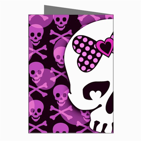 Pink Polka Dot Bow Skull Greeting Cards (Pkg of 8) from ArtsNow.com Right