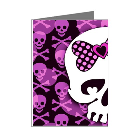 Pink Polka Dot Bow Skull Mini Greeting Cards (Pkg of 8) from ArtsNow.com Right