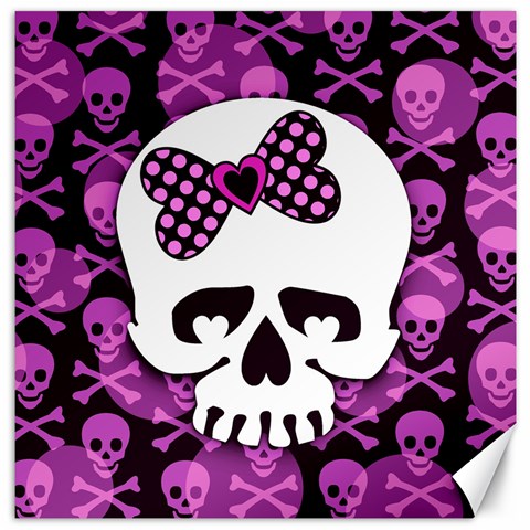 Pink Polka Dot Bow Skull Canvas 20  x 20  from ArtsNow.com 19 x19.27  Canvas - 1