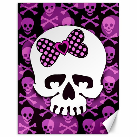 Pink Polka Dot Bow Skull Canvas 18  x 24  from ArtsNow.com 17.8 x23.08  Canvas - 1