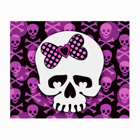 Pink Polka Dot Bow Skull Small Glasses Cloth (2 Sides) from ArtsNow.com Front