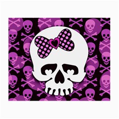 Pink Polka Dot Bow Skull Small Glasses Cloth (2 Sides) from ArtsNow.com Front