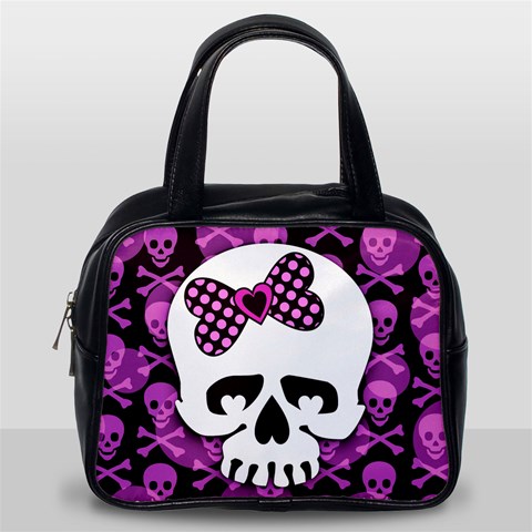 Pink Polka Dot Bow Skull Classic Handbag (Two Sides) from ArtsNow.com Back