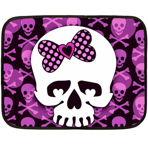 Pink Polka Dot Bow Skull Double Sided Fleece Blanket (Mini) from ArtsNow.com 35 x27  Blanket Back