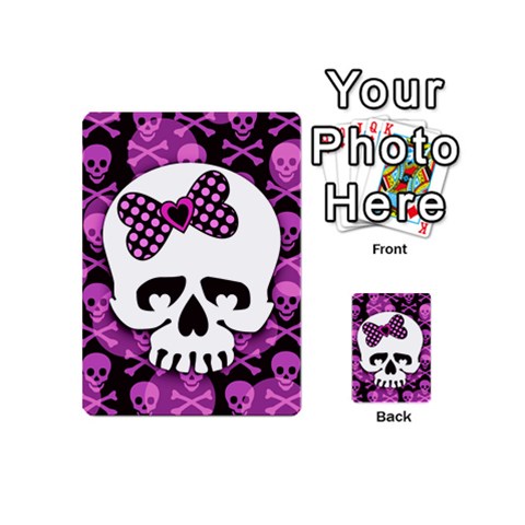 Pink Polka Dot Bow Skull Playing Cards 54 Designs (Mini) from ArtsNow.com Back